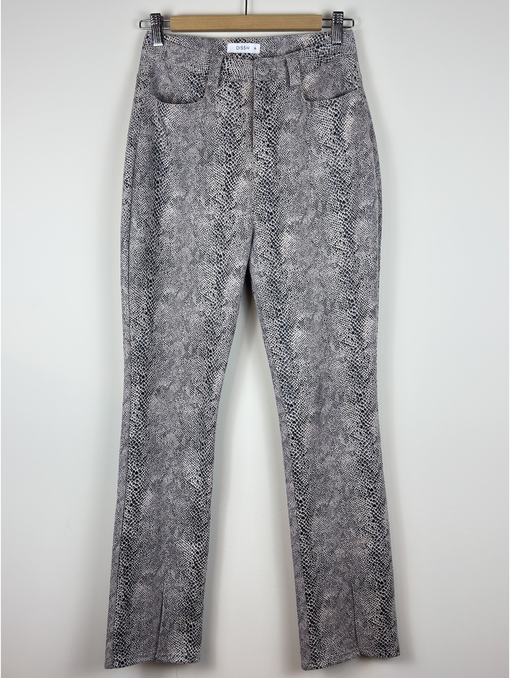DISSH Selva Snake Print Split Hem High Rise Pants AU 10 US 6 Stretch Y2K